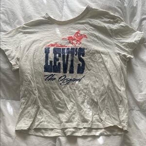 Levi's Cream Tee with Blue and Red Logo